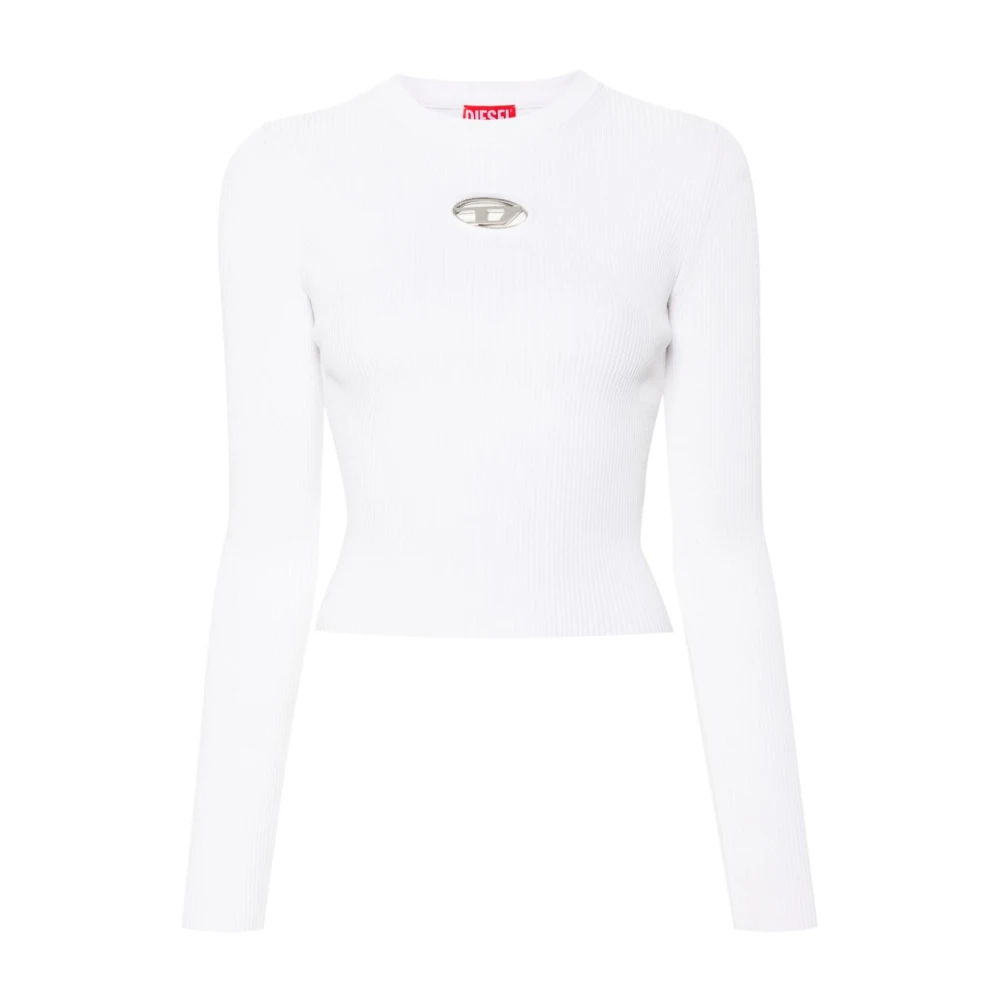 Diesel Witte Sweater met Oval D Logo White Dames
