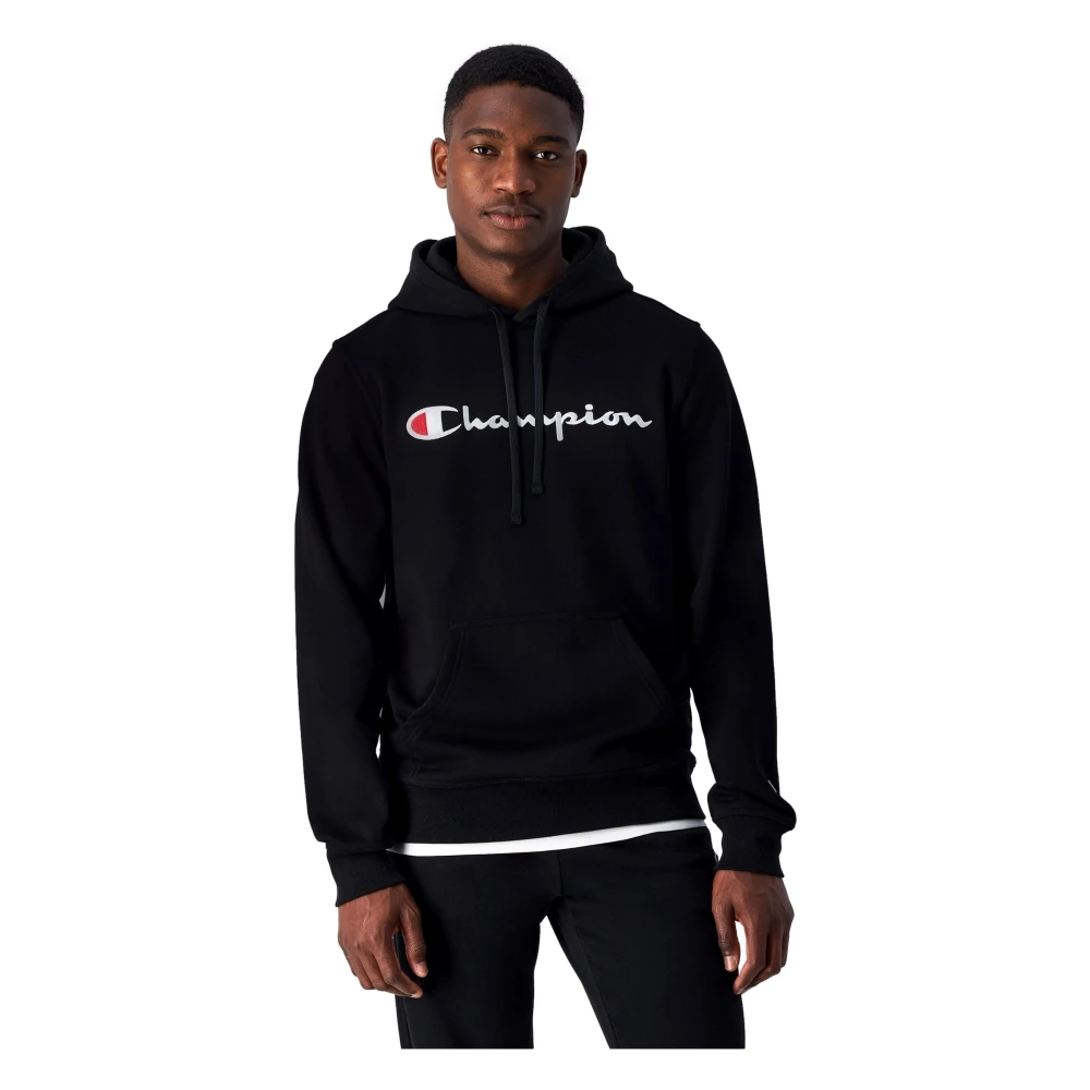 Champion Zwarte Geborduurde Logo Hoodie Black Heren