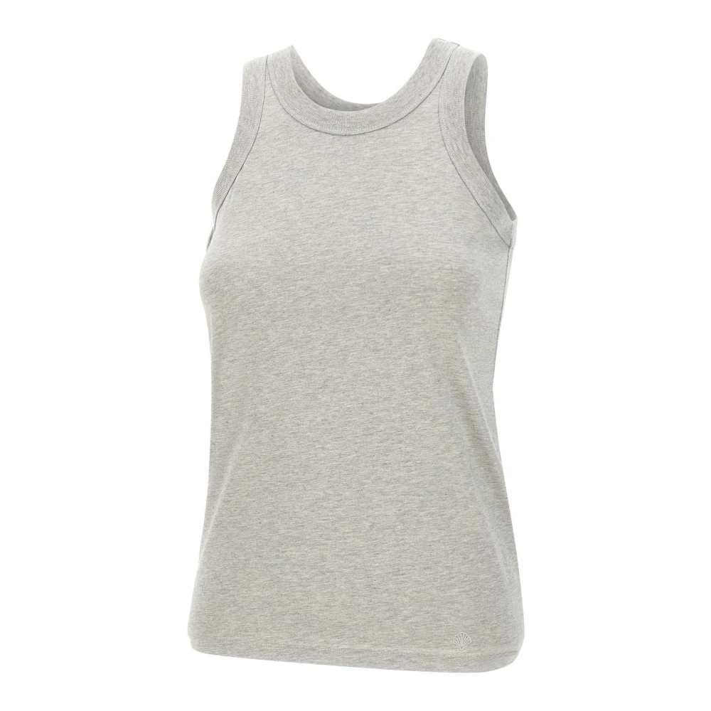 Loulou Studio Mouwloze Grijze Top met Geribbelde Zoom Gray Dames