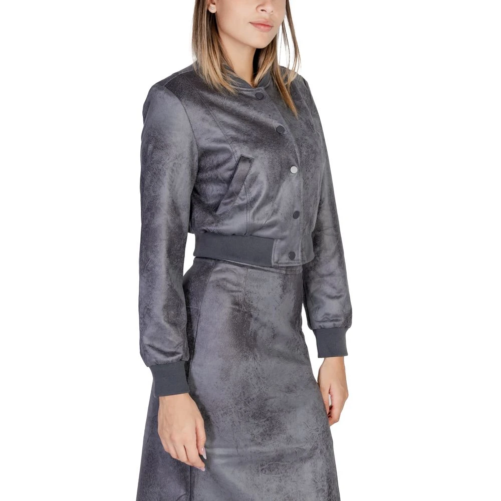 Only Grijze Kunstleren Jas & Mantel Gray Dames