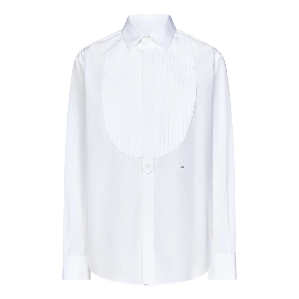 Dsquared2 Women's White Tuxedo Shirt With Pleated Plastron