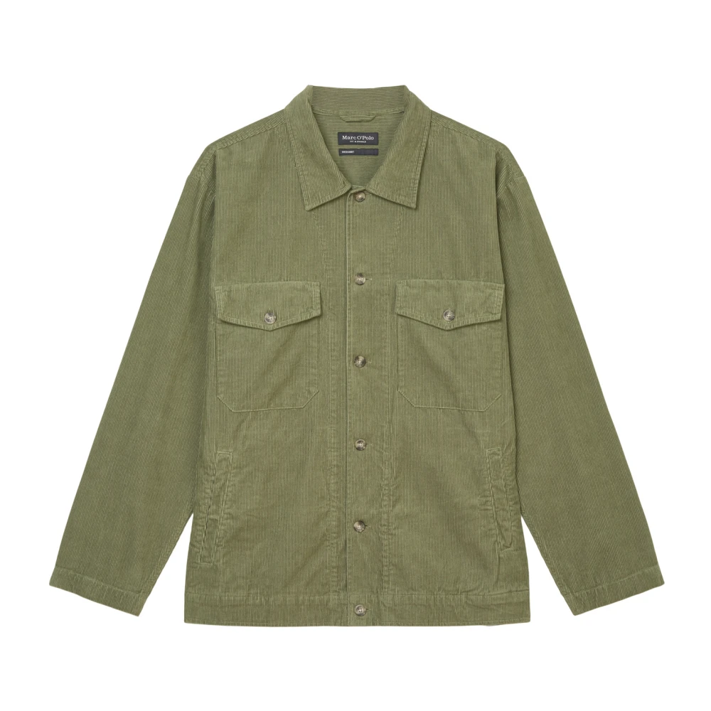 Marc O'Polo Ribfluwelen overshirt Green Heren
