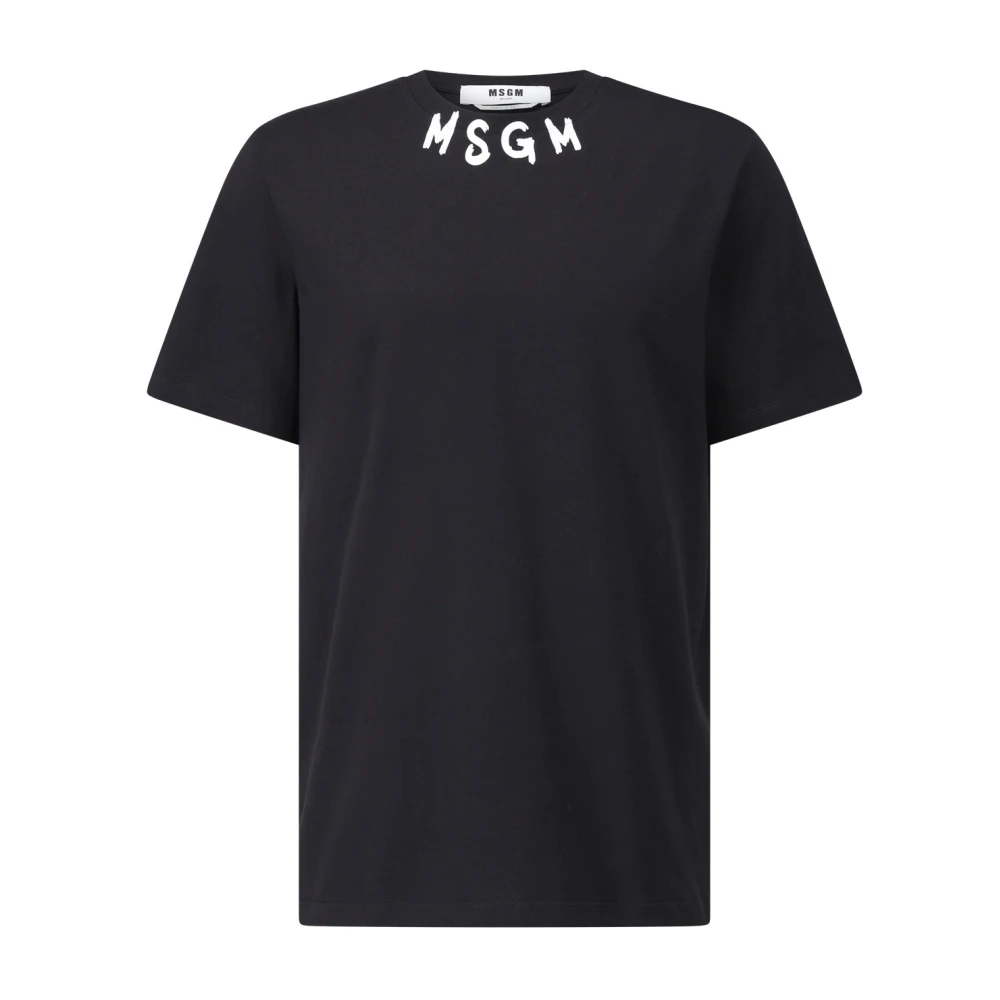 Msgm Zwarte Crew Neck T-shirts en Polos Black Heren