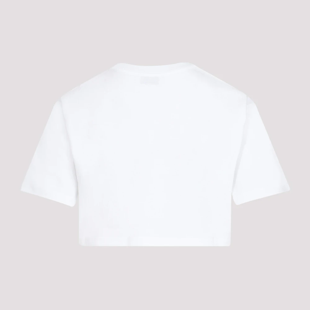 Lanvin Wit Katoenen Geborduurd Crop T-shirt White Dames