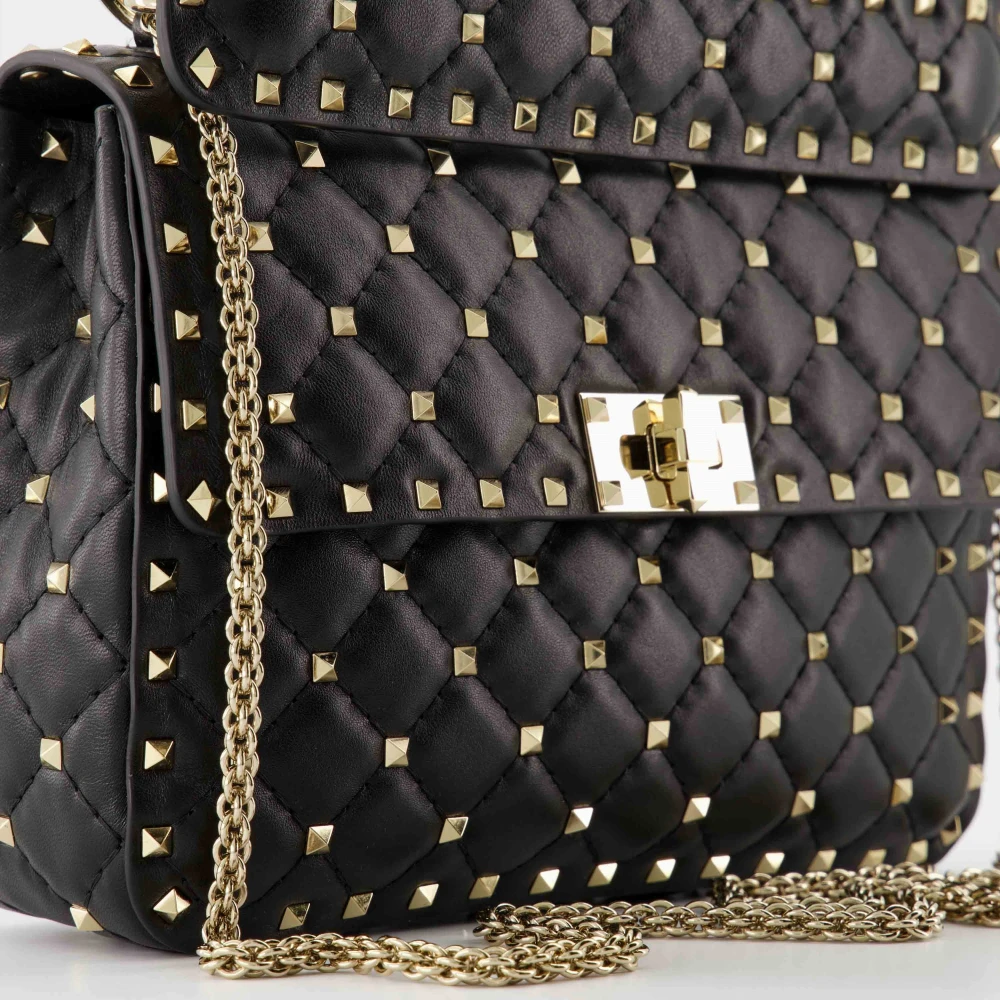 Valentino Garavani Zwarte Lambskin Spike Tas Black Dames