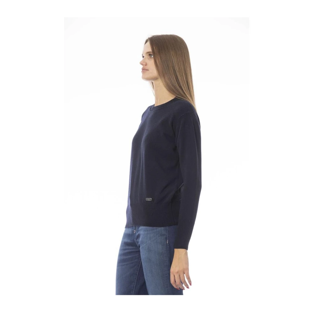 Baldinini Blauwe wollen trui met ronde hals Blue Dames