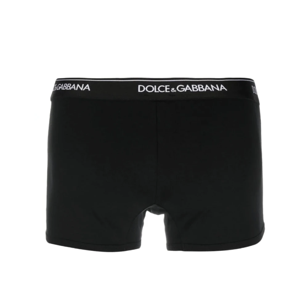 Dolce & Gabbana Logo-Taille Katoenen Boxershorts (Set van Twee) Zwart Black Heren