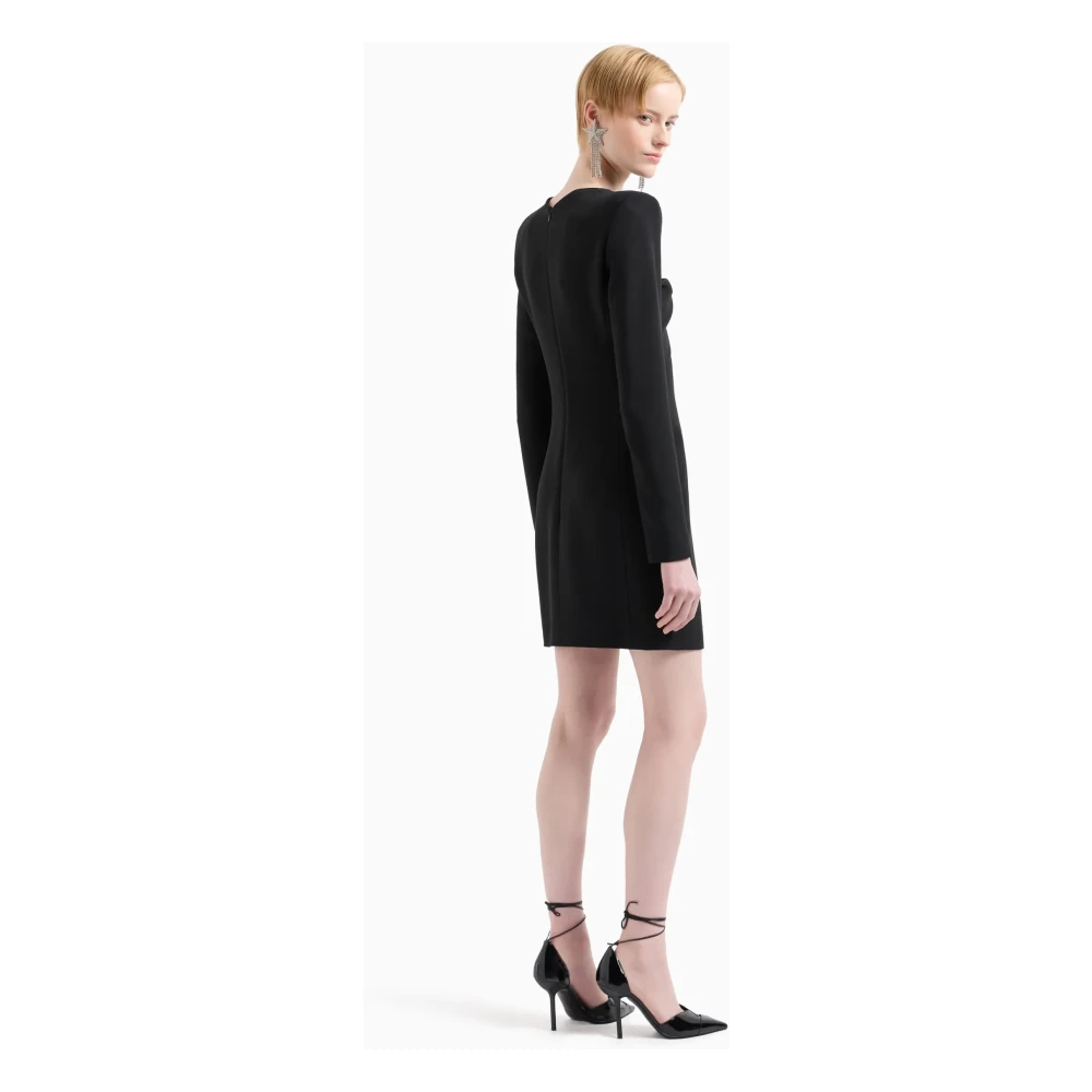Emporio Armani Zwarte Mini Jurk met Maan Design Accent Black Dames