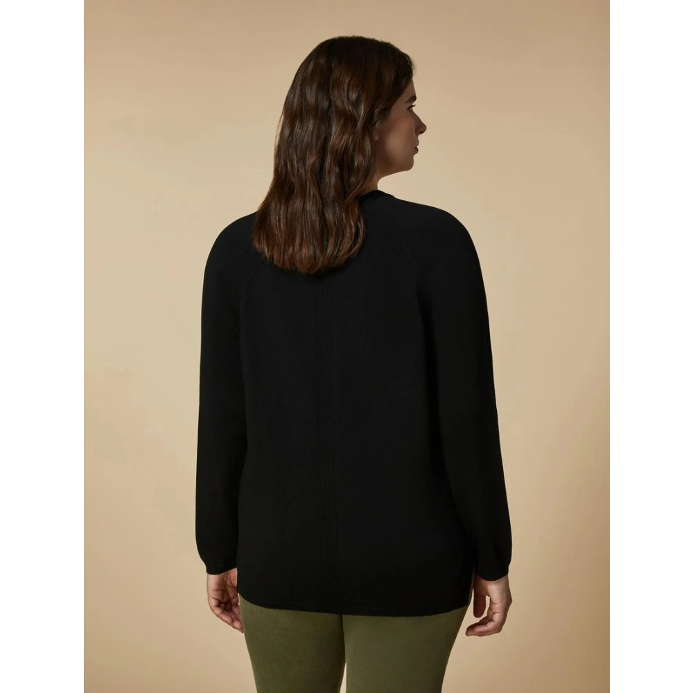 Marina Rinaldi Zwarte Crew Neck Sweater Black Dames
