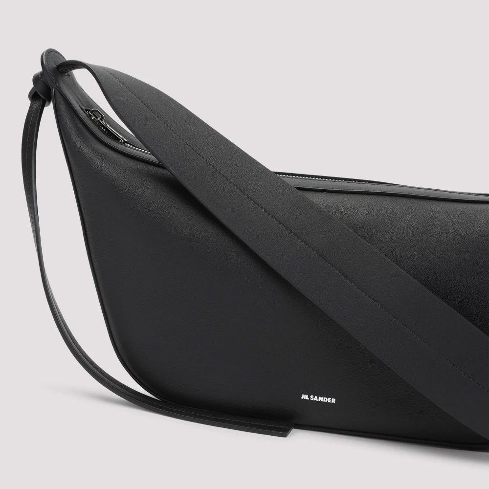 Jil Sander Zwarte Knoop Crossbody Tas Black Dames