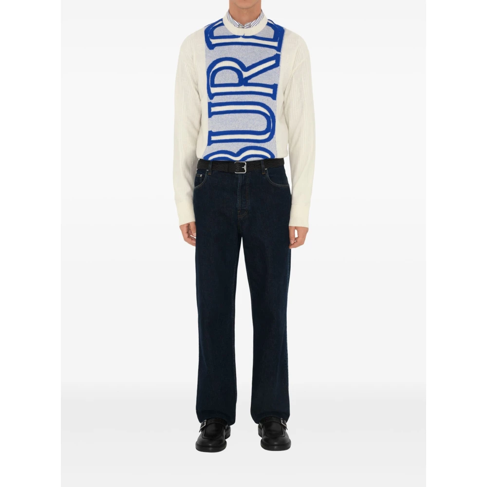 Burberry Witte Wol Crew-neck Sweater White Heren