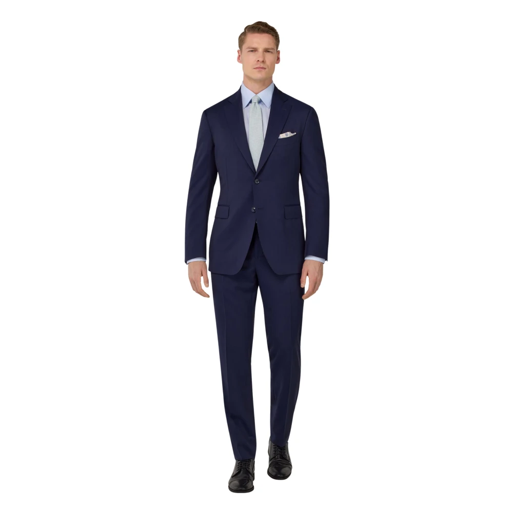 Boggi Milano Herenkostuum in Herringbone-patroon van zuivere Super 130 wol Blue Heren