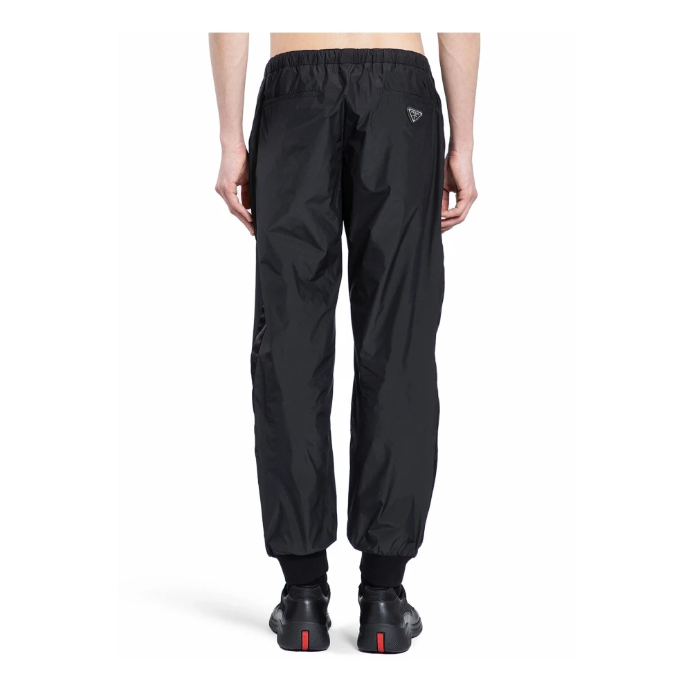 Prada Zwarte Silk Tec Broek Aw24 Black Heren