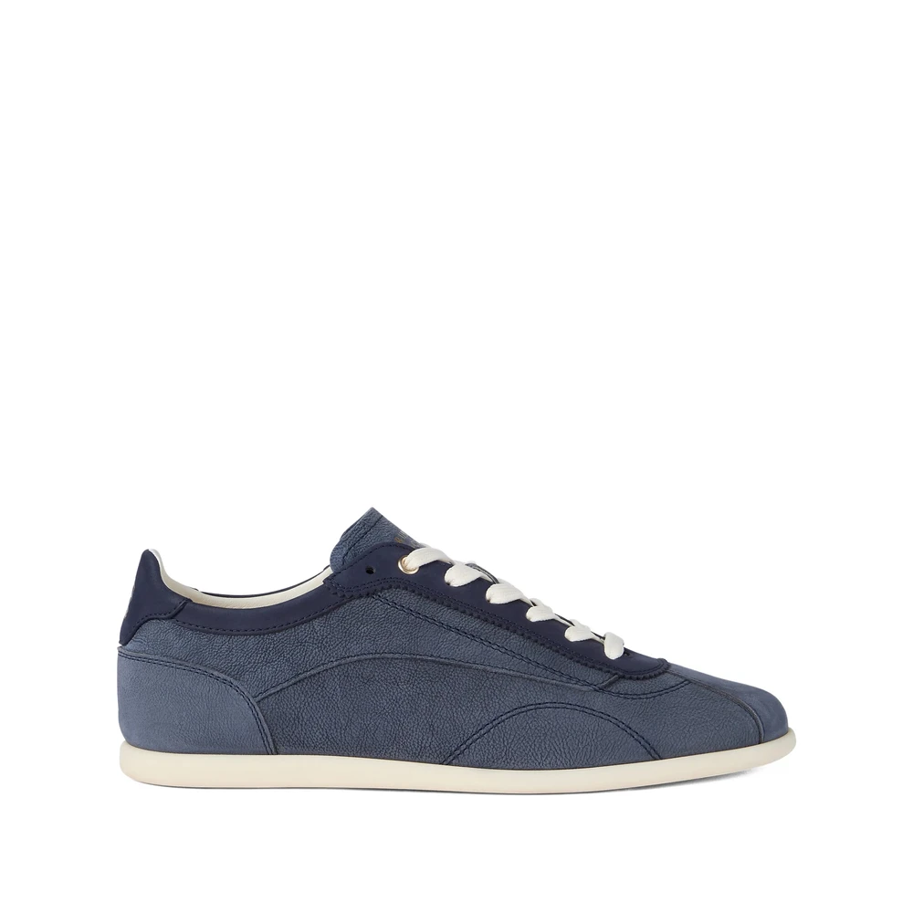 Brunello Cucinelli Nubuck en kalfsleer suède sneakers Heren Schoenen Blauw