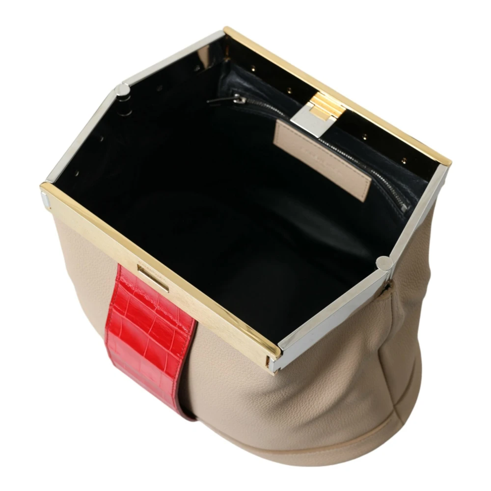 Balenciaga Exotische Lederen Bicolor Clutch Beige Dames