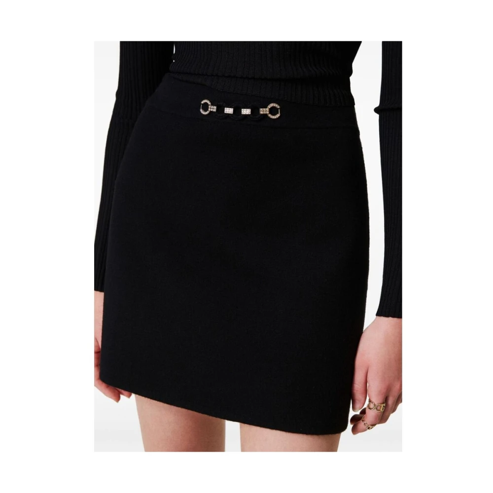 Twinset Zwarte Rhinestone A-Lijn Rok Black Dames