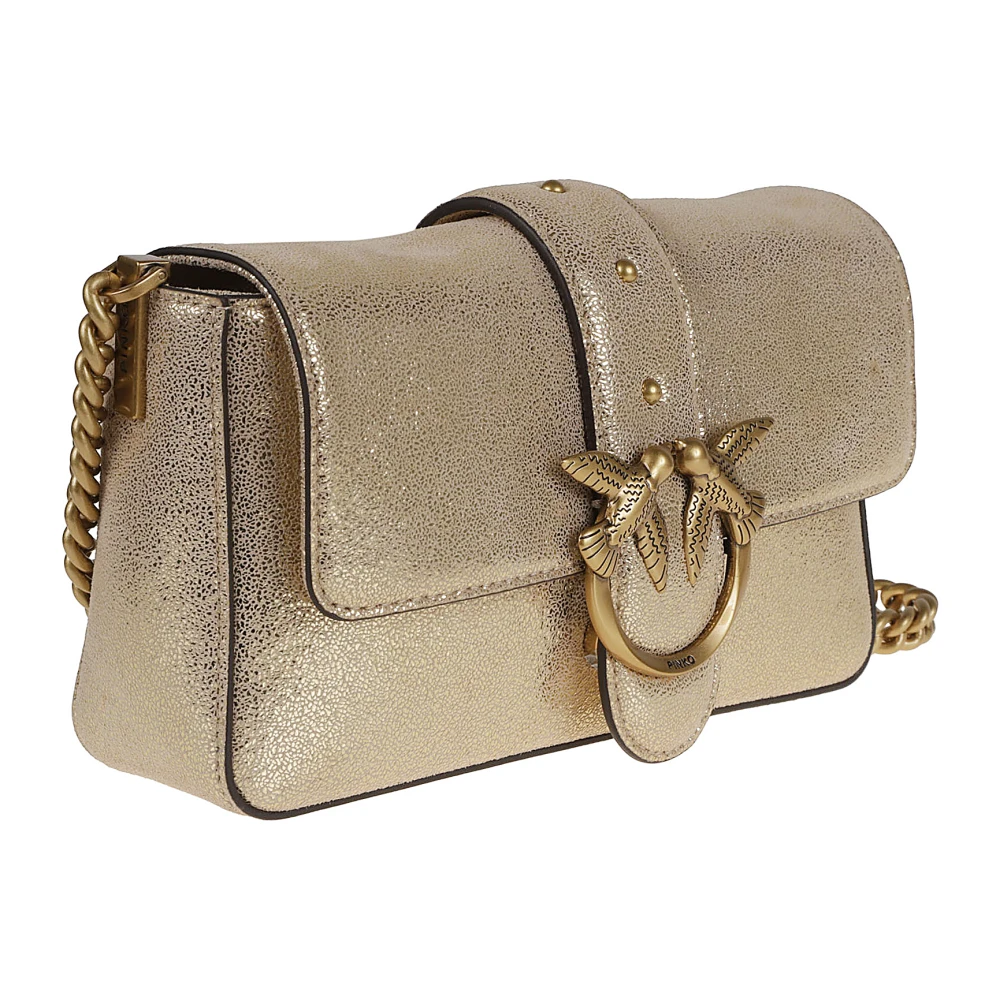 pinko Mini Love Bag Slouchy Suède Leer Yellow Dames