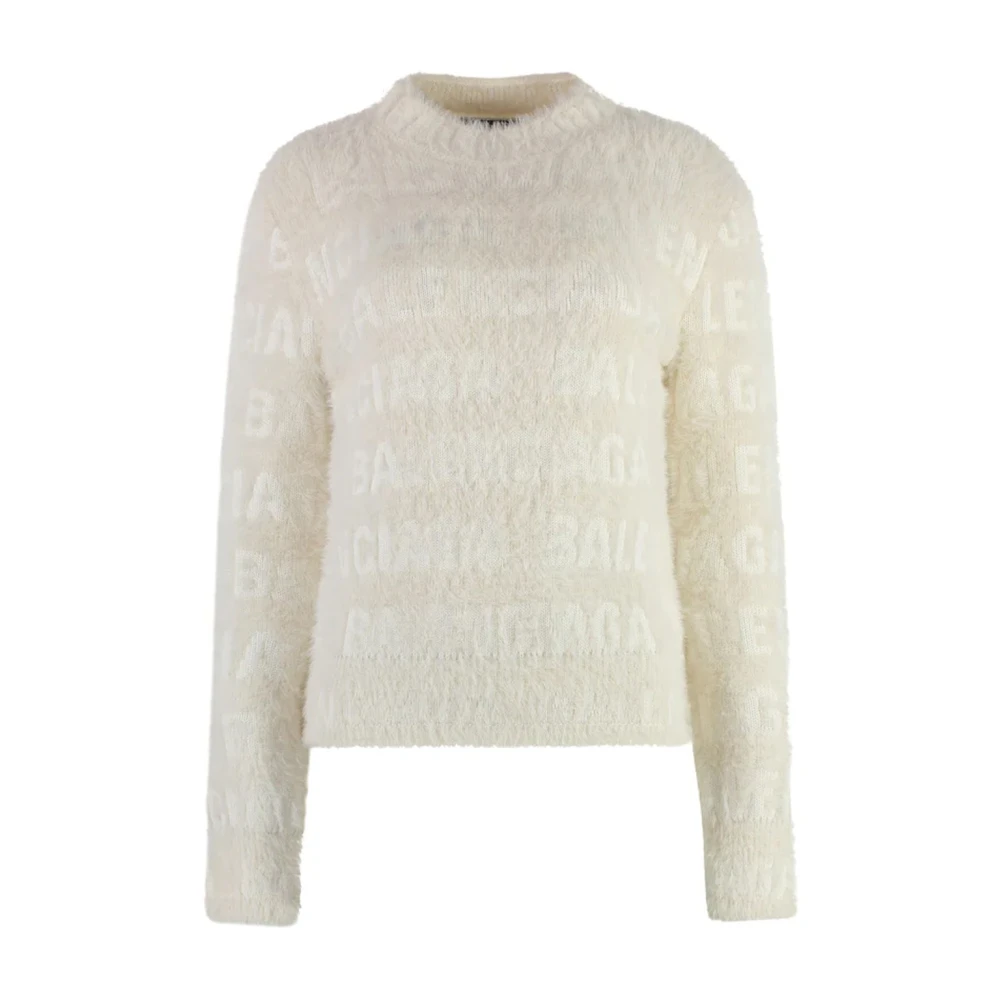Balenciaga Logo Jacquard Sweater Vrouwen Italië Beige Dames