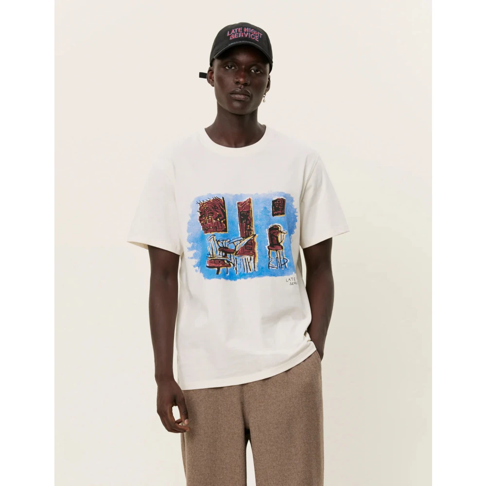 Les Deux Expressionistische T-shirt met veelkleurige print Beige Heren