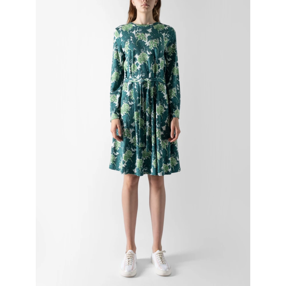 Max Mara Weekend Weelderige Midi Jurk met Wijd Uitlopende Rok Green Dames