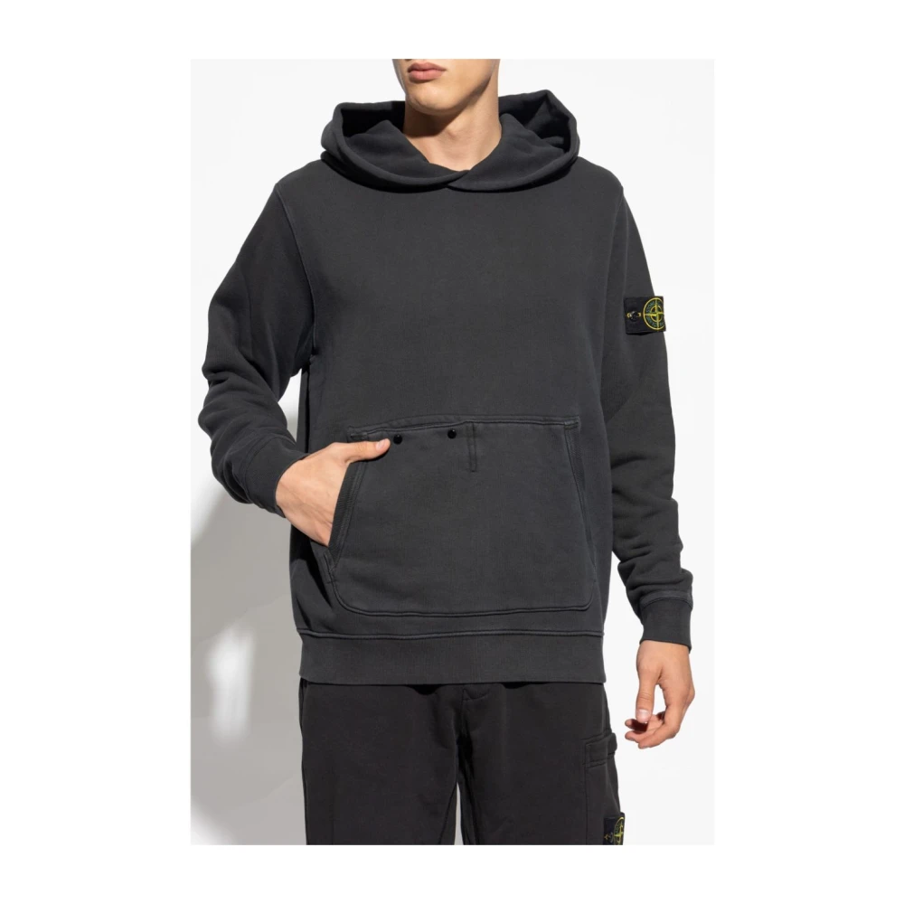 Stone Island Zwarte Hoodie Vervaagd Effect Black Heren