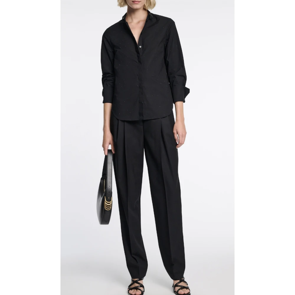 dorothee schumacher Sprankelende Zwarte Poplin Blouse met Strass Versieringen Black Dames