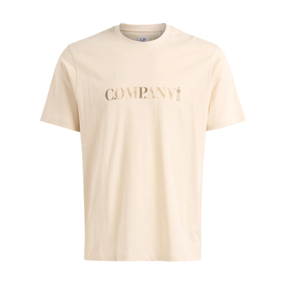 C.p. Company Men's Beige T-Shirts, S, 30/1 Jersey Short Sleeve Chest