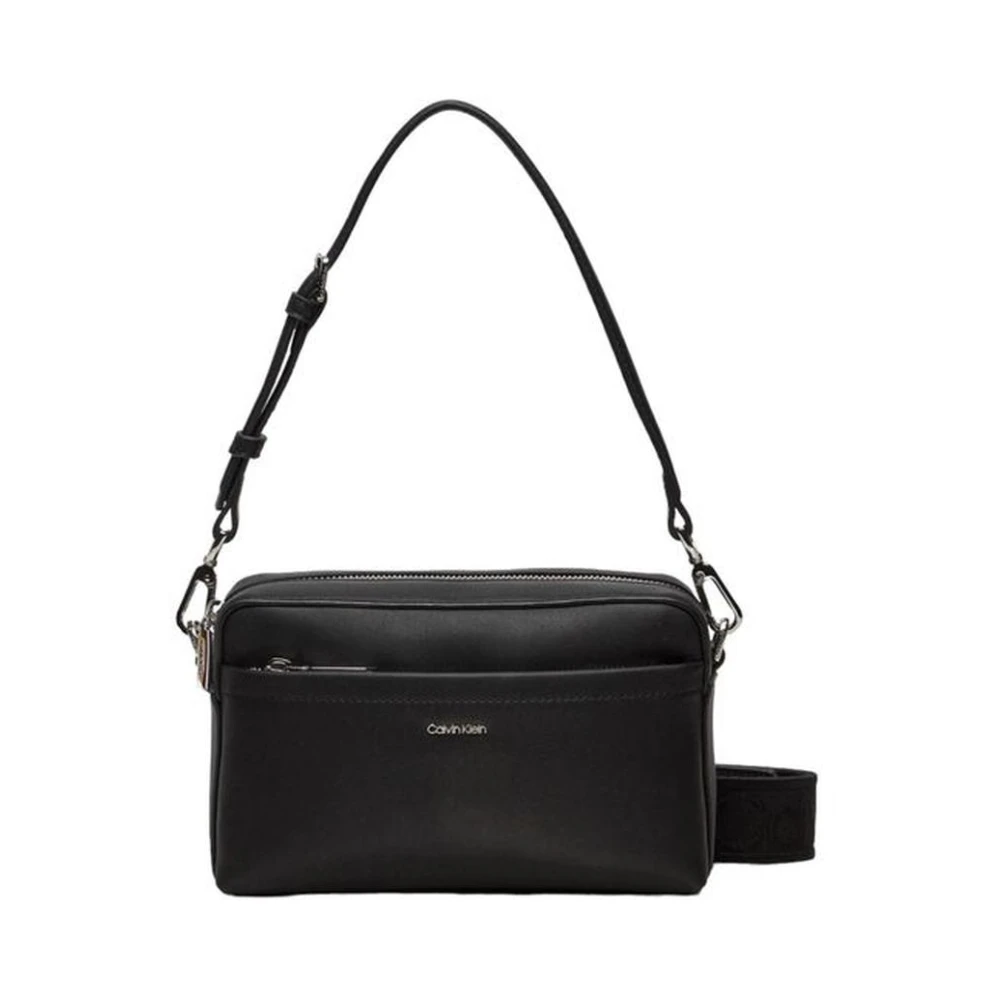 Calvin Klein Zwarte handtas met polyurethaandetails Black Dames