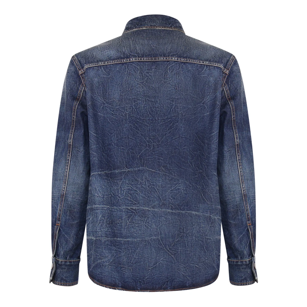 Valentino Garavani Denim Overhemd met Logoed Knopen Blue Heren