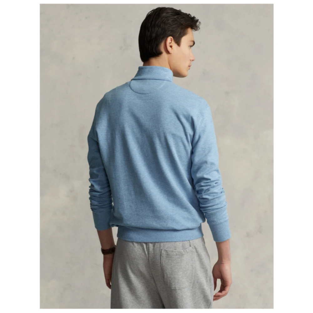 Polo Ralph Lauren Heather Demi-Zip Polo Sweatshirt Blue Heren