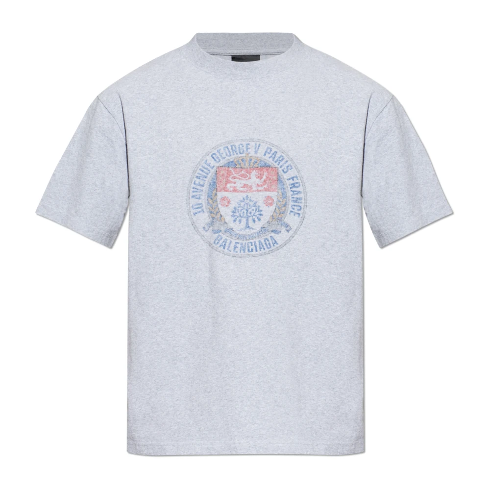 Balenciaga Men's Gray T-Shirts, Xl, Printed T-Shirt