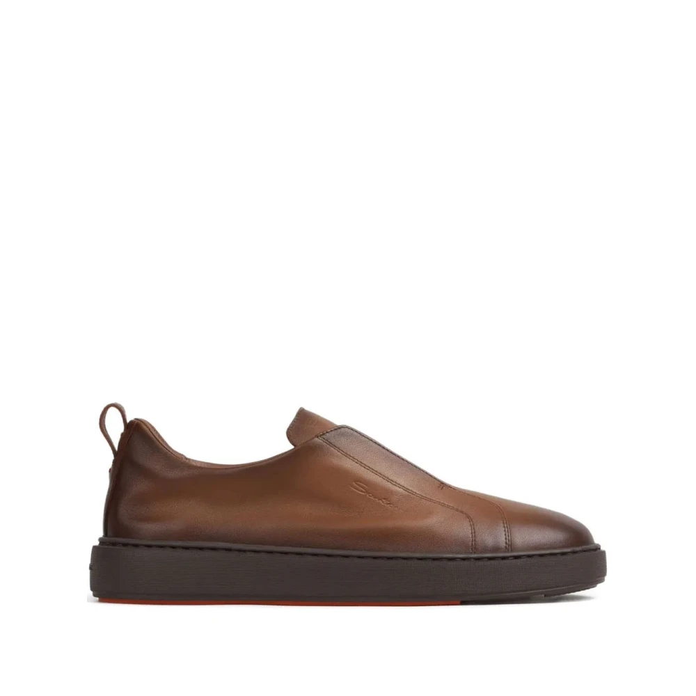 Santoni Men's Brown Sneakers, 9 Uk, Slip-On Sneaker