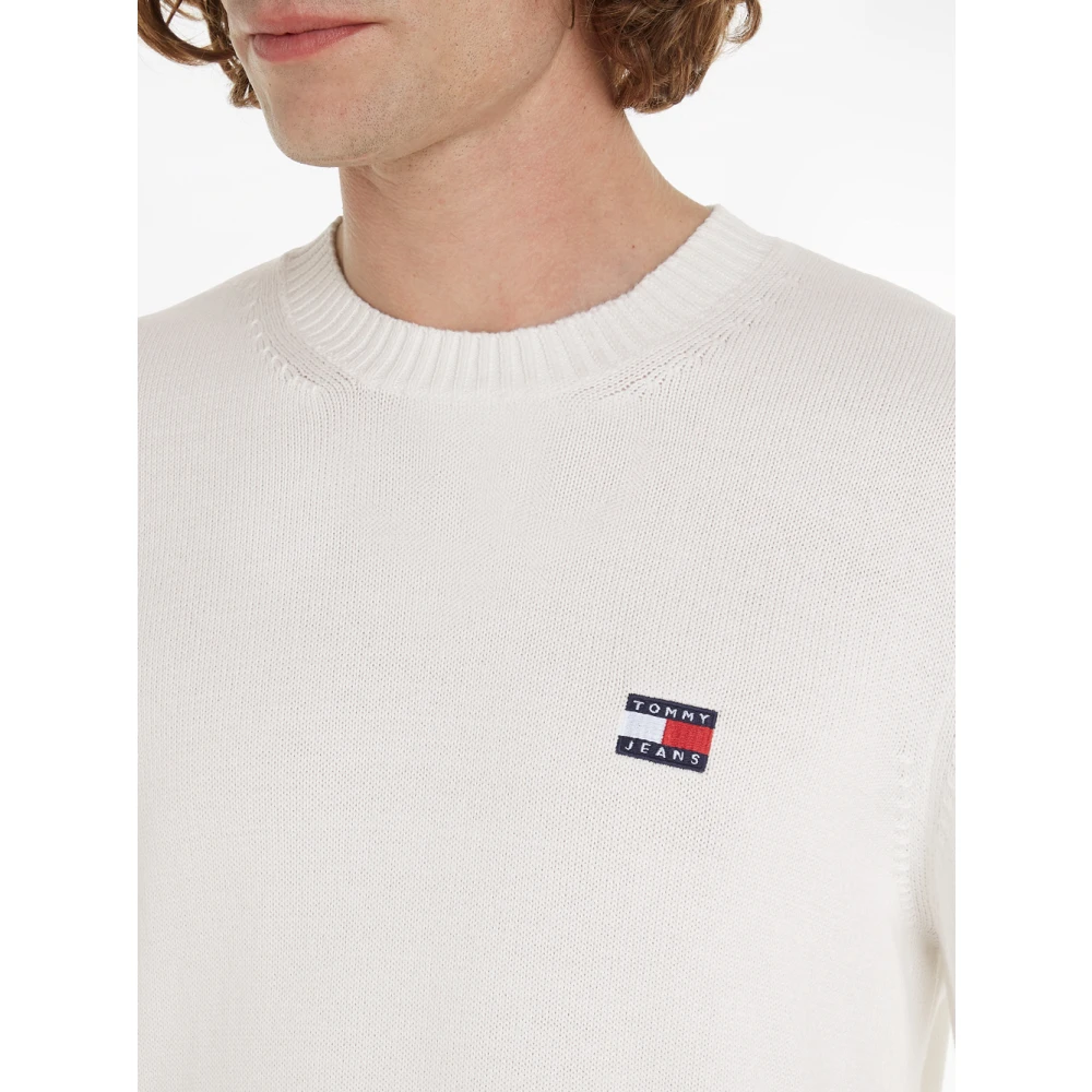 Tommy Jeans Witte Sweater Regular Badge White Heren