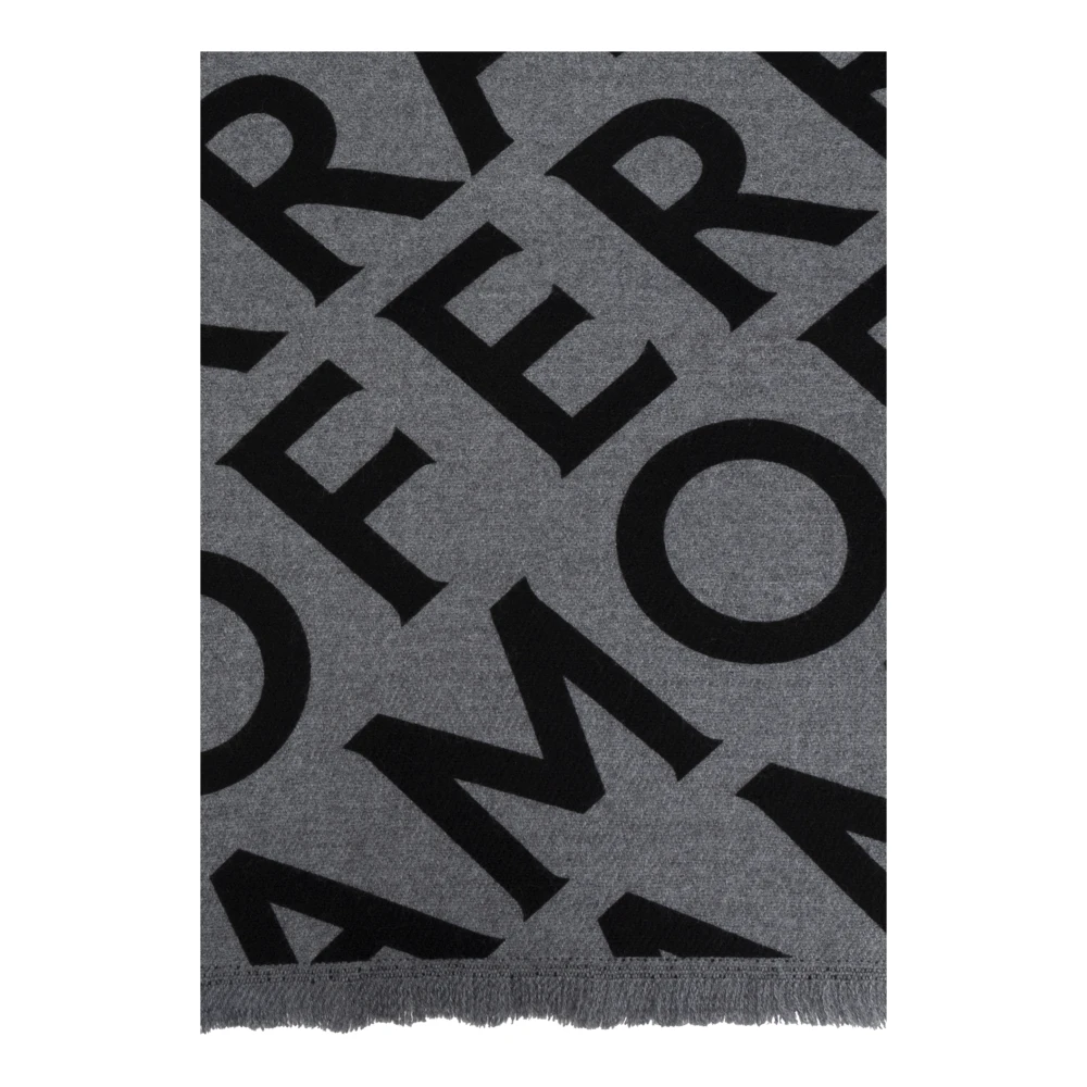 Salvatore Ferragamo Wollen sjaal met monogram Gray Heren