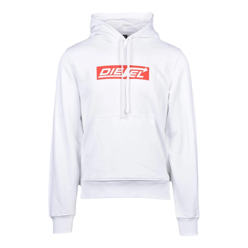 Diesel Uomo Bianco Felpa Con Cappuccio