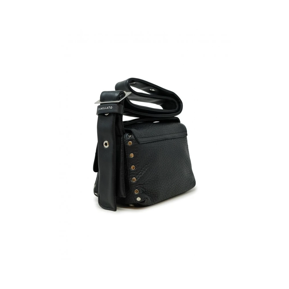 Zanellato Zwarte leren handtas Postina Centauro Black Dames