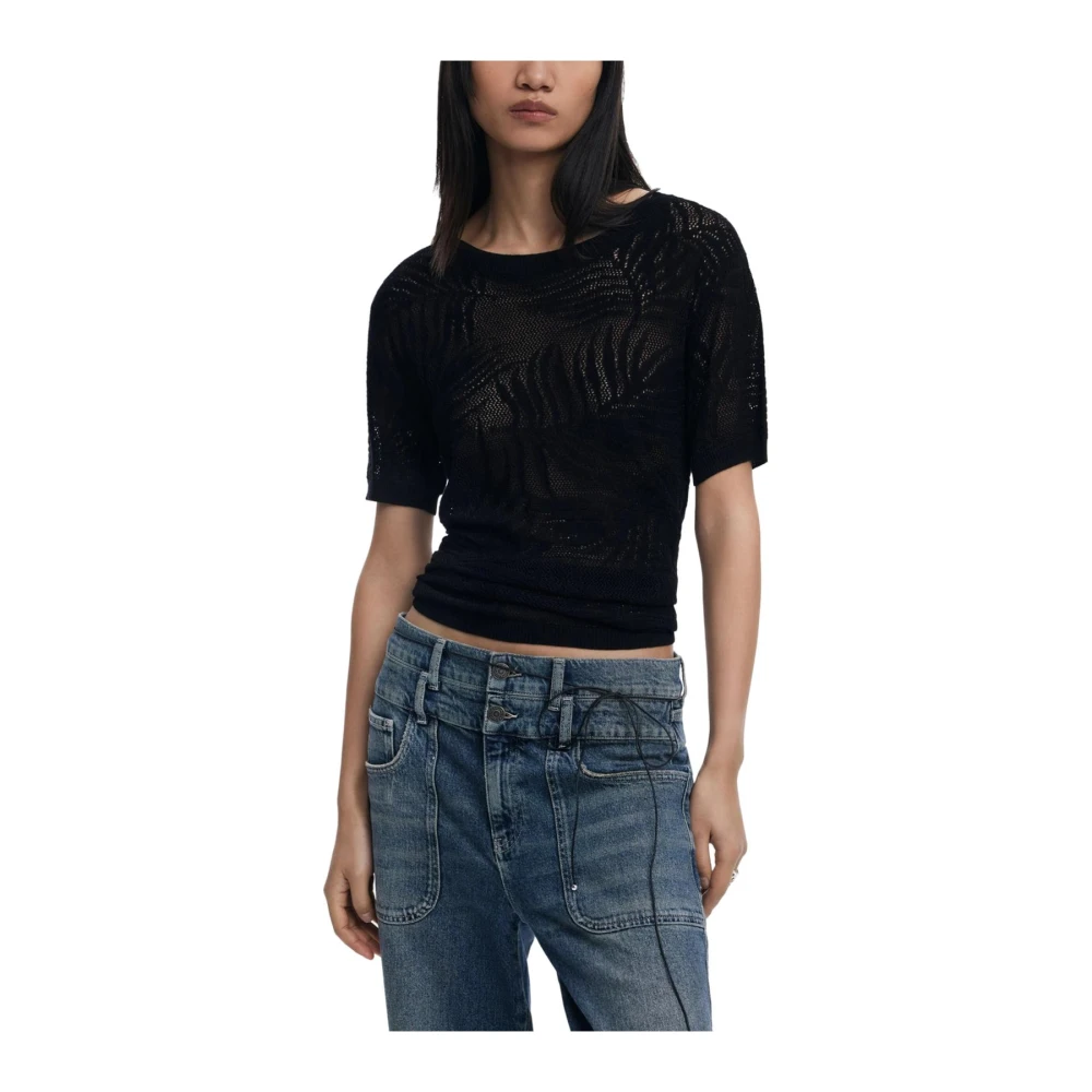 Desigual Donna Nero Top,, New, Grande