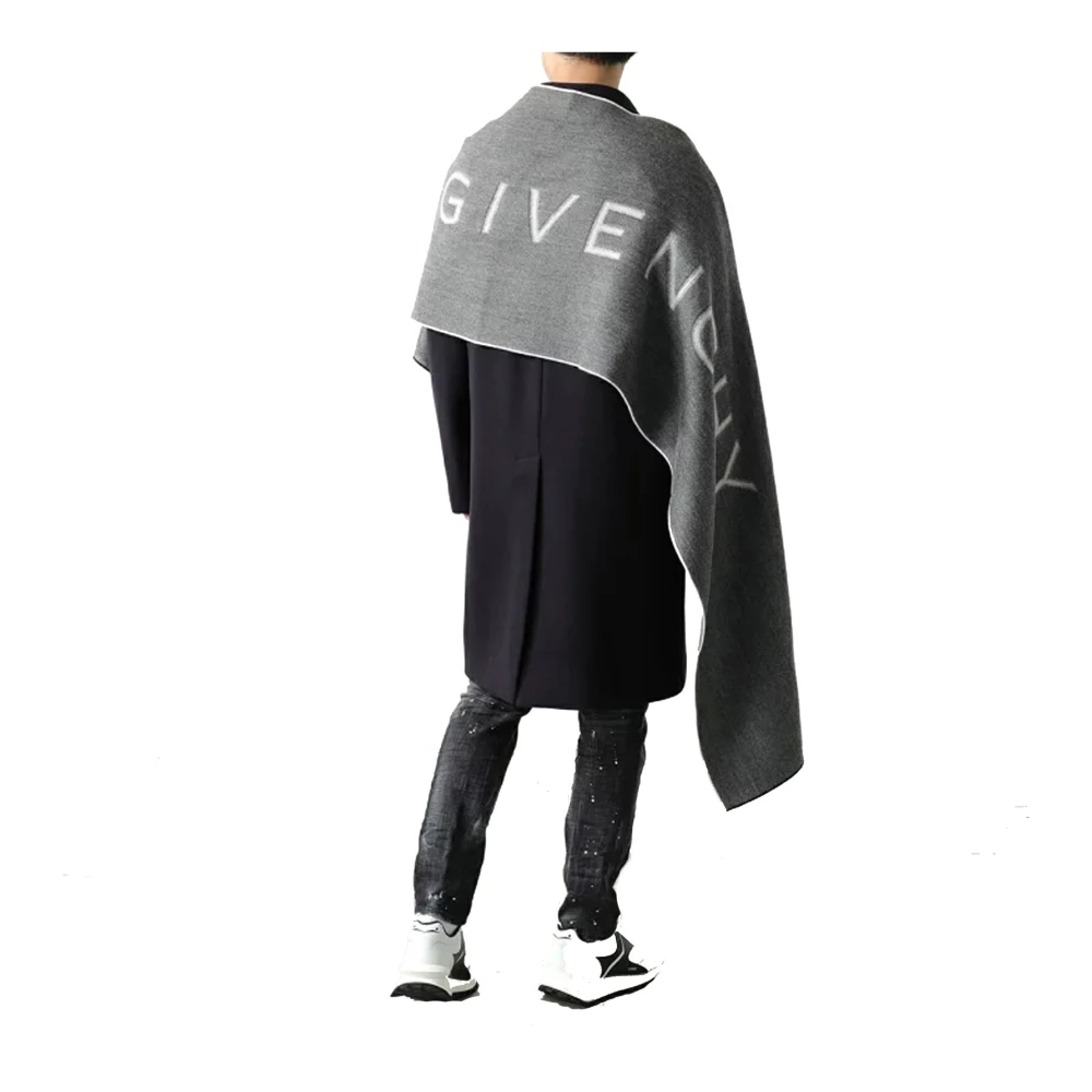 Givenchy Logo Wol Sjaal Gray Heren