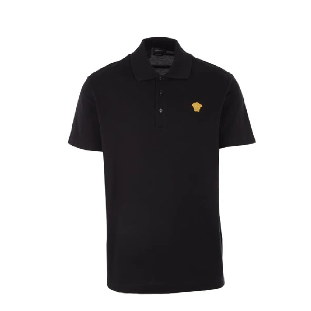 Versace Zwarte Polo Shirt met Medusa Logo Borduursel Black Heren