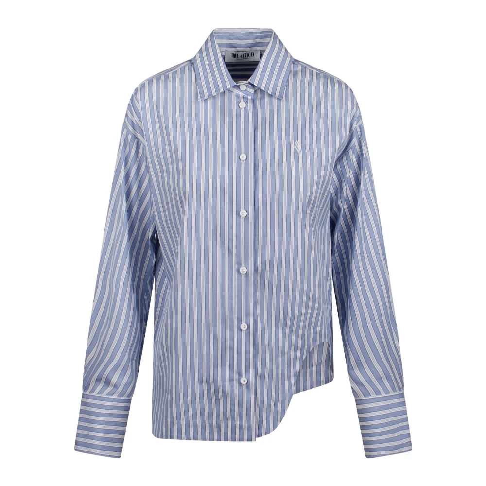 The Attico Eliza Button-Up Shirt met Logo Borduurwerk Blue Dames