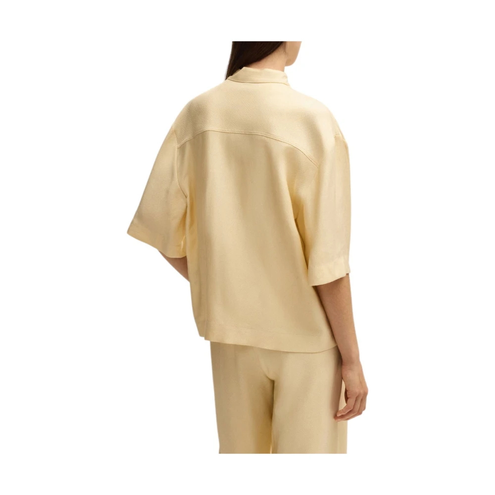 Hugo Boss Korte mouw Balisia shirt met borstzakken Yellow Dames