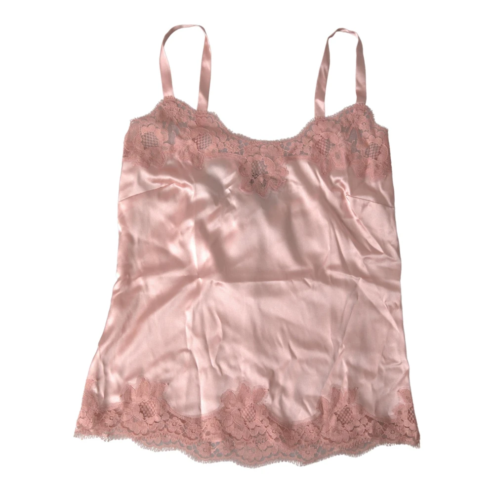 Dolce & Gabbana Antieke Roze Kant Zijden Camisole Top Pink Dames