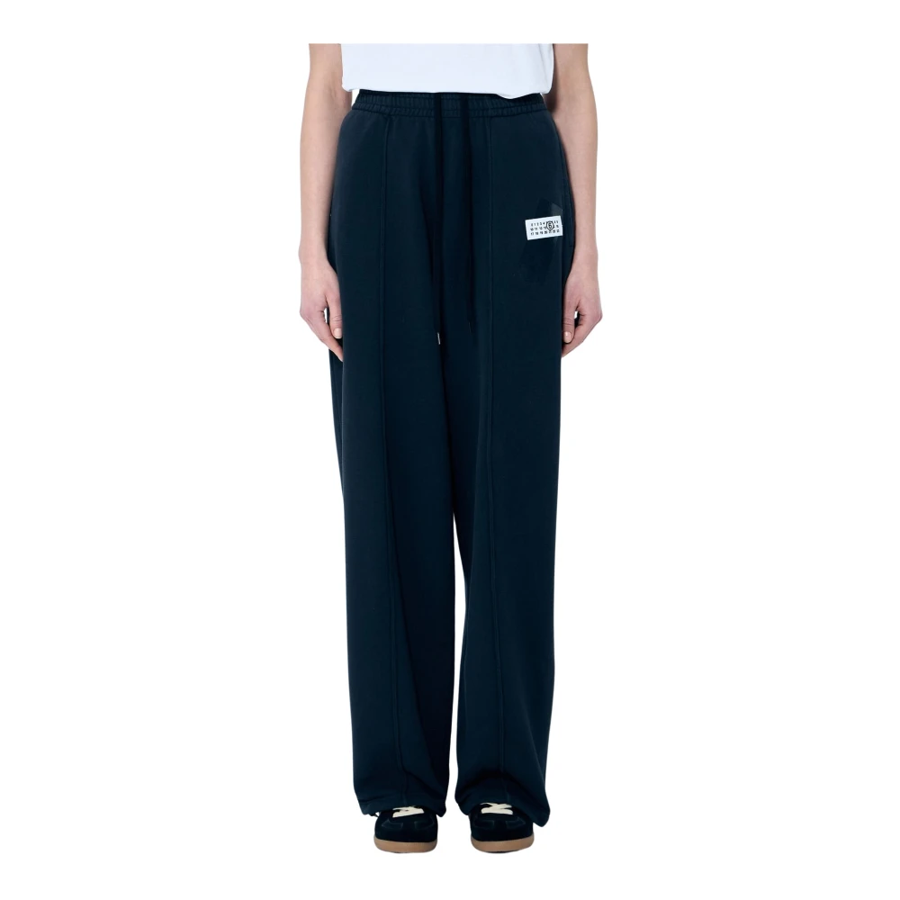 MM6 Maison Margiela Contrasterend Monogram Wide-Leg Sweatpants Black Dames