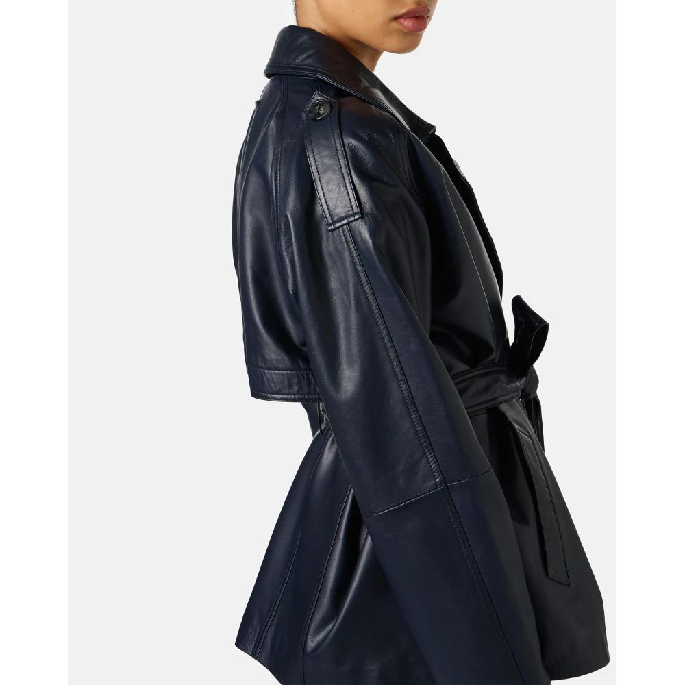 Iceberg Korte blauwe leren jas met Milano Italia logo Blue Dames