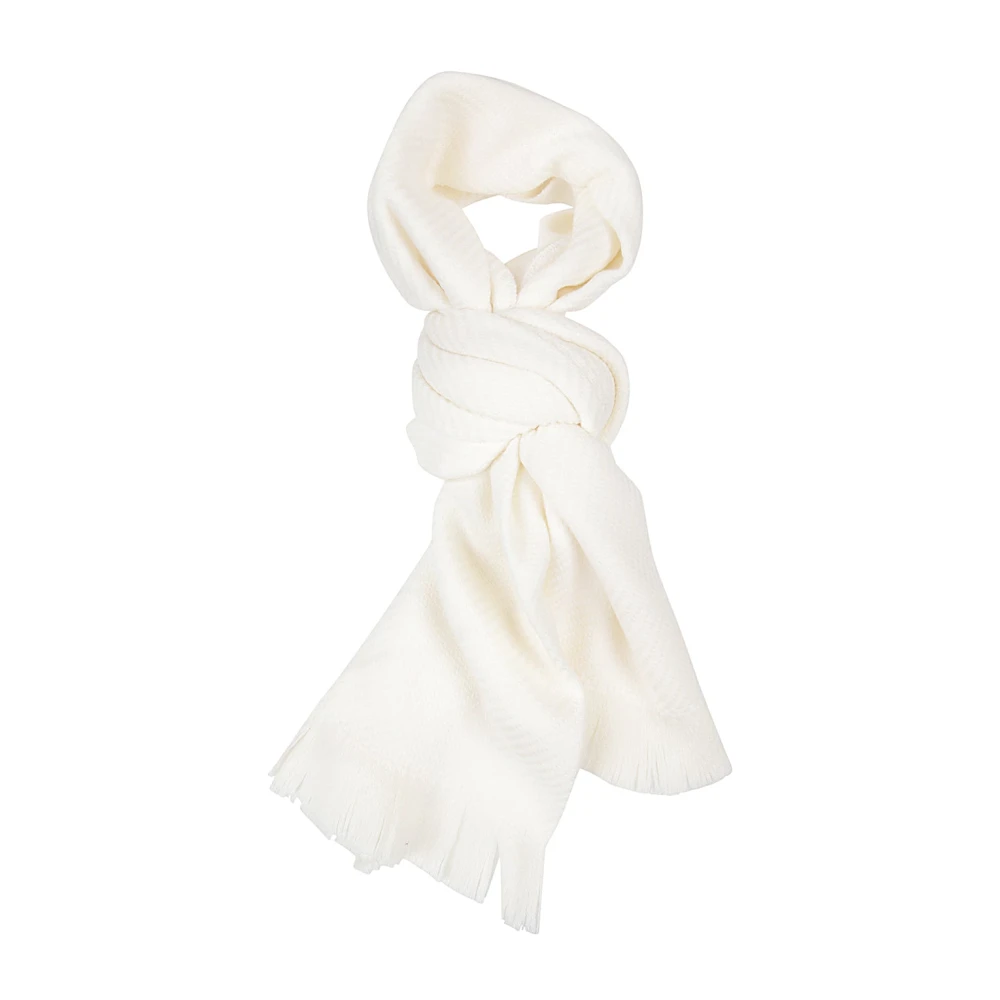 Eleventy Zachte Diagonale Geribbelde Wollen Sjaal Beige Dames