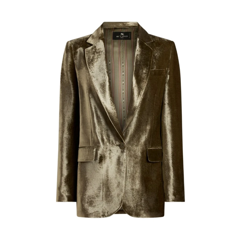 Etro Brown Single-Breasted Velvet Jacket - Female - Blazers - Xs - Jackets