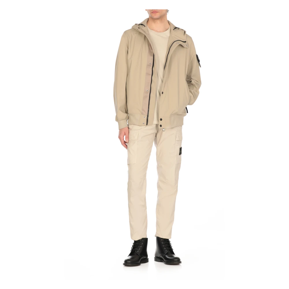 Stone Island Beige Hoodie met Logo Patch Beige Heren