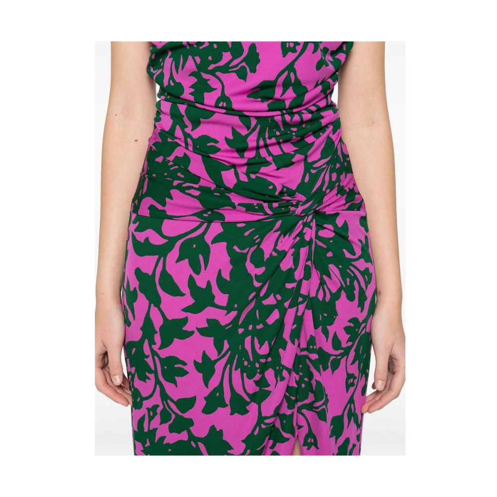 Diane Von Furstenberg Bloemenprint Jurk met Knoopdetails Multicolor Dames