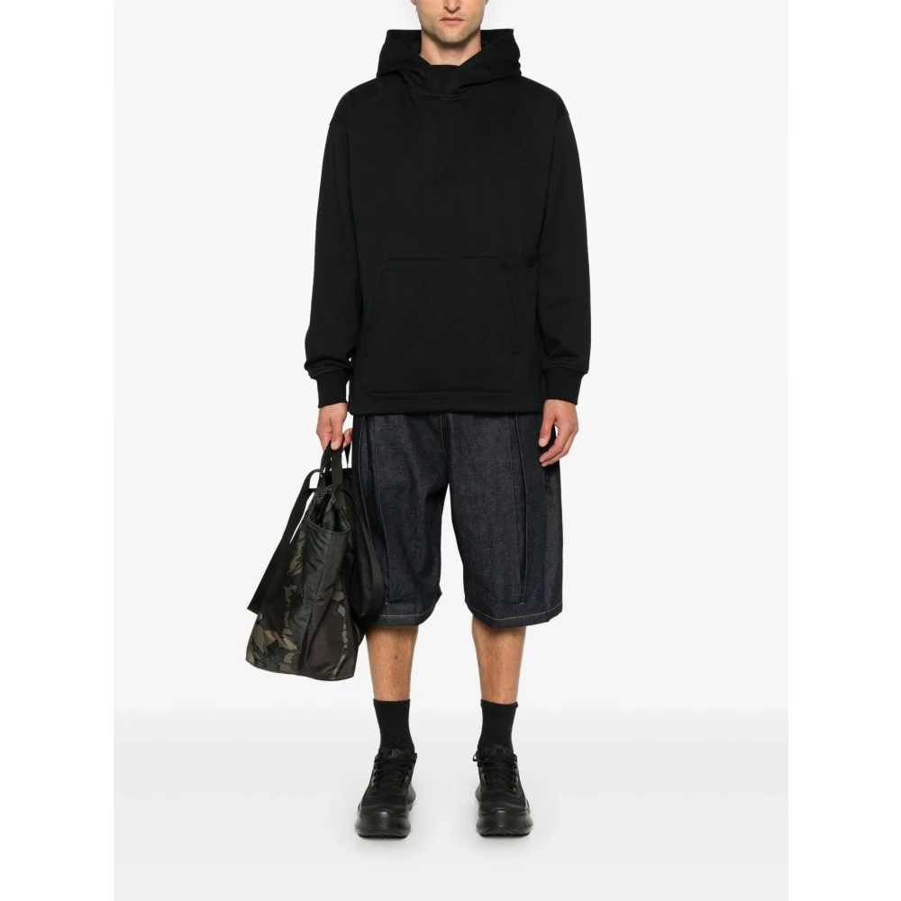 Y-3 Zwarte Loose Hoodie met Jersey Textuur Black Heren