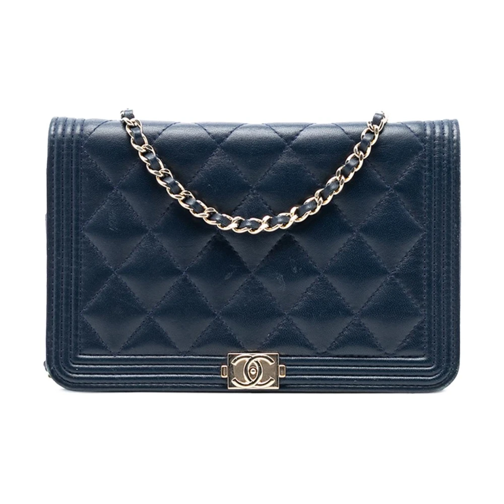 Chanel Vintage Women's Blue Pre-Owned Wallet On Chain